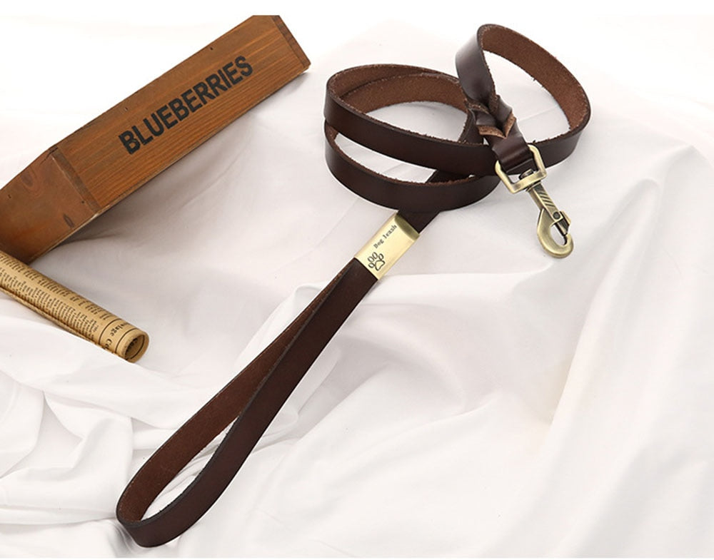 Genuine Leather Dog Leash Small Medium Large Dogs Pet Walking Leash Training Leads 120cm Length Width 1.2 / 2.0cm Black Brown