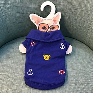 Polo in misto cotone con applicazioni di Ancore e Orsetti per i nostri Lupetti di Mare. Abbigliamento per cani, gatti e animali domestici.