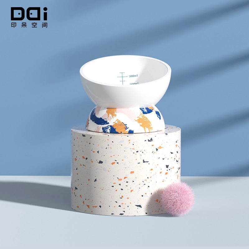 Cat Bowl Ceramic Water Bowl Cat Food Bowl Protect Cervical Spine Cat Oblique Mouth High Bowl Dog Cat Pet Products pet food bowl