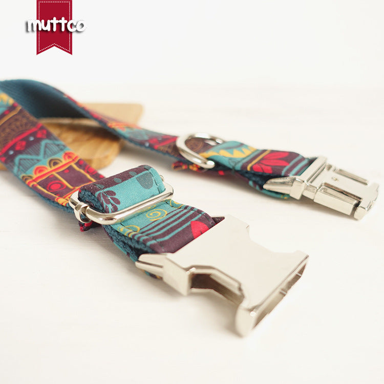 Muttco design pattern dog circle color flower pattern traction set metal buckle dog circle foreign trade new