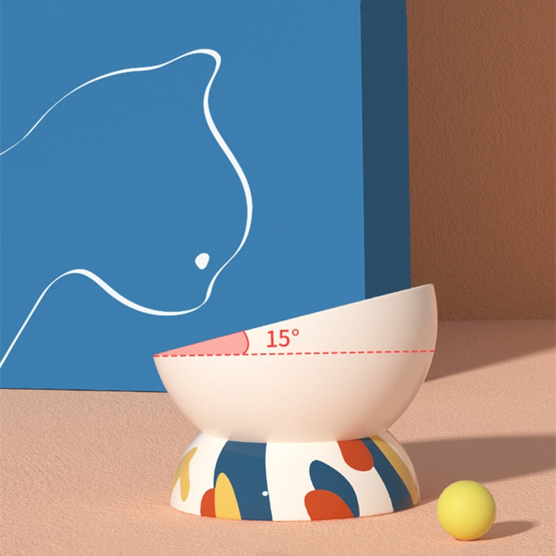 Cat Bowl Ceramic Water Bowl Cat Food Bowl Protect Cervical Spine Cat Oblique Mouth High Bowl Dog Cat Pet Products pet food bowl