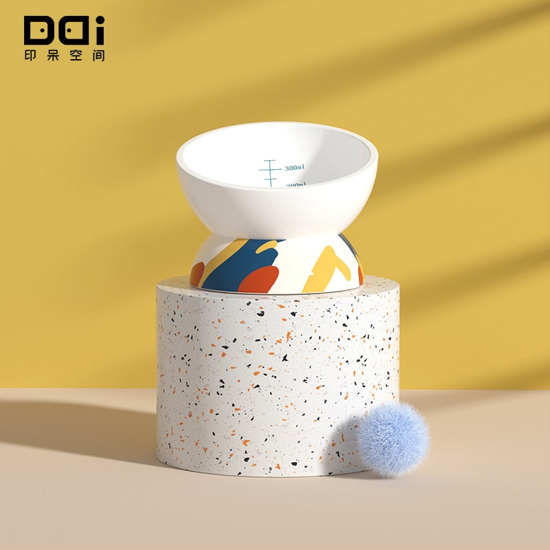 Cat Bowl Ceramic Water Bowl Cat Food Bowl Protect Cervical Spine Cat Oblique Mouth High Bowl Dog Cat Pet Products pet food bowl