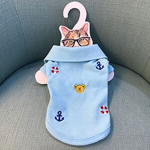 Polo in misto cotone con applicazioni di Ancore e Orsetti per i nostri Lupetti di Mare. Abbigliamento per cani, gatti e animali domestici.
