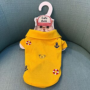 Polo in misto cotone con applicazioni di Ancore e Orsetti per i nostri Lupetti di Mare. Abbigliamento per cani, gatti e animali domestici.
