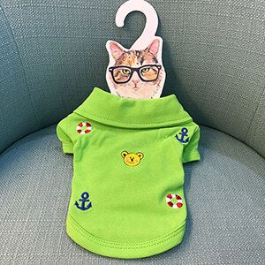 Polo in misto cotone con applicazioni di Ancore e Orsetti per i nostri Lupetti di Mare. Abbigliamento per cani, gatti e animali domestici.