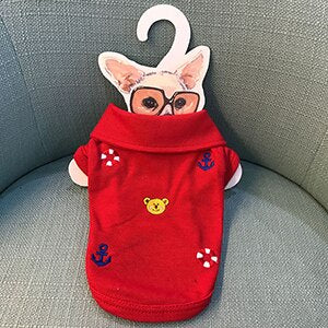 Polo in misto cotone con applicazioni di Ancore e Orsetti per i nostri Lupetti di Mare. Abbigliamento per cani, gatti e animali domestici.