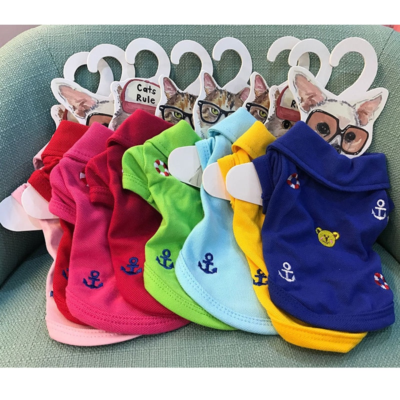 Polo in misto cotone con applicazioni di Ancore e Orsetti per i nostri Lupetti di Mare. Abbigliamento per cani, gatti e animali domestici.