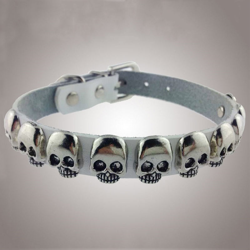 Silvel Skull Studded Accessories Adjustable Soft Genuine Leather Dog Collars For Small Medium Large Dogs collier chien cuir