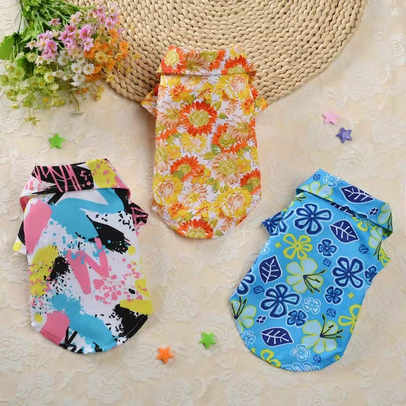 Pet Shirt Pleasantly Cool Coat Spring Summer Sunscreen Beach Suit Fashion Casual T-shirt Puppy Chihuahua Printed Sweatshirt
