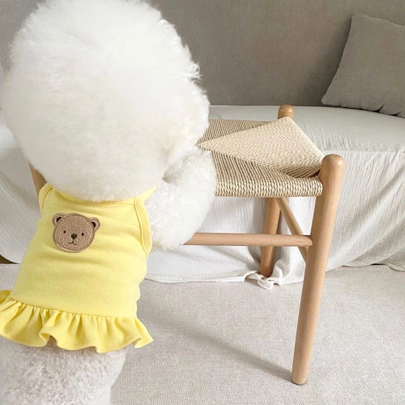 Thin Pet Skirt Spring Summer Schnauzer Clothes Teddy Soft Dress Puppy Solid Color Nightdress Pet Dog Unique Birthday Gift