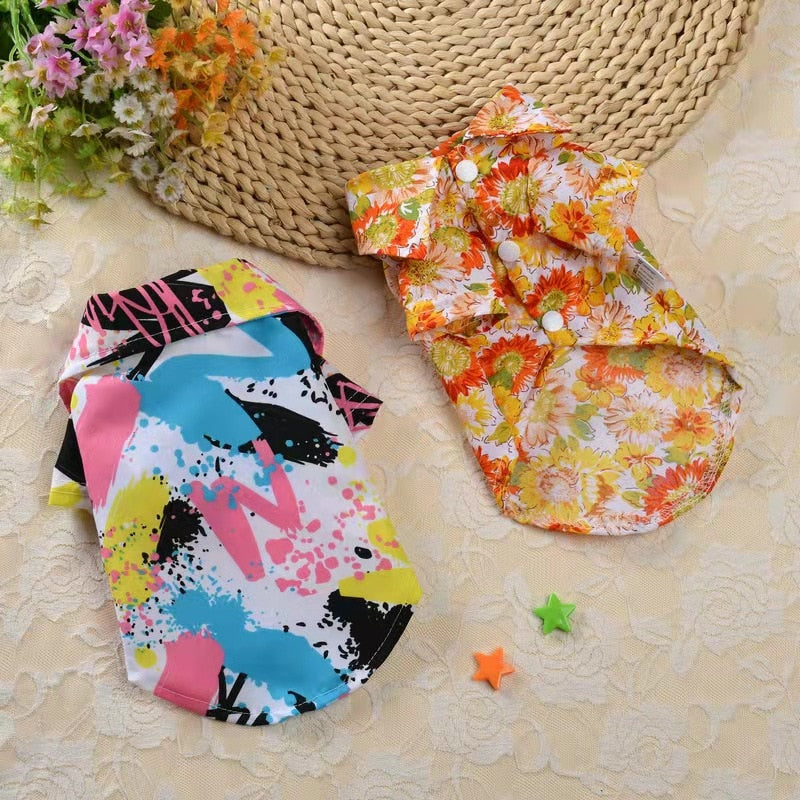 Pet Shirt Pleasantly Cool Coat Spring Summer Sunscreen Beach Suit Fashion Casual T-shirt Puppy Chihuahua Printed Sweatshirt
