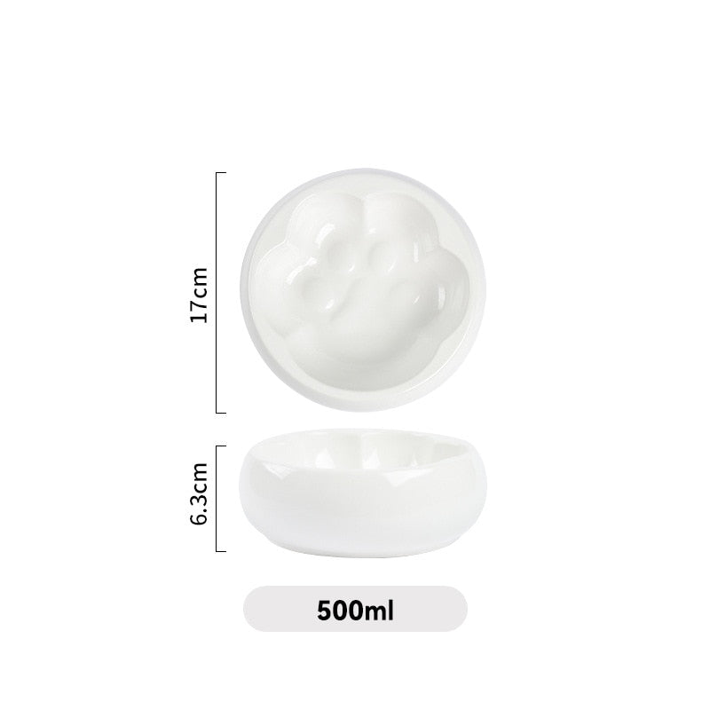 500ML Cat Water Bowl Matte Ceramic Small Dog Drinking Eating Feeders Anti-slip and Anti-tipping Puppy Pet Feeding Bowls