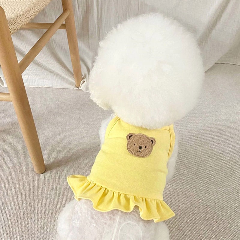 Thin Pet Skirt Spring Summer Schnauzer Clothes Teddy Soft Dress Puppy Solid Color Nightdress Pet Dog Unique Birthday Gift