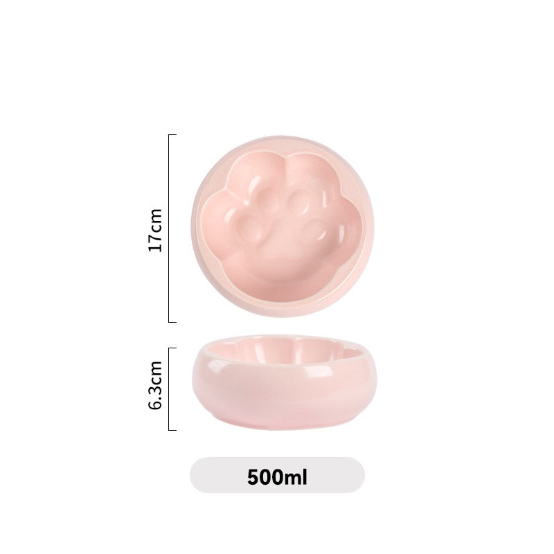500ML Cat Water Bowl Matte Ceramic Small Dog Drinking Eating Feeders Anti-slip and Anti-tipping Puppy Pet Feeding Bowls