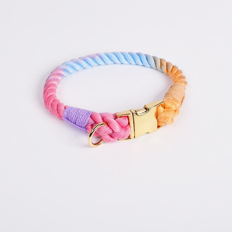 Rainbow Dog Collar Pet Puppy Walking Training Dog Collar with Metal Buckle for Large Medium Small Strap Belt Cotton Dogs Collar